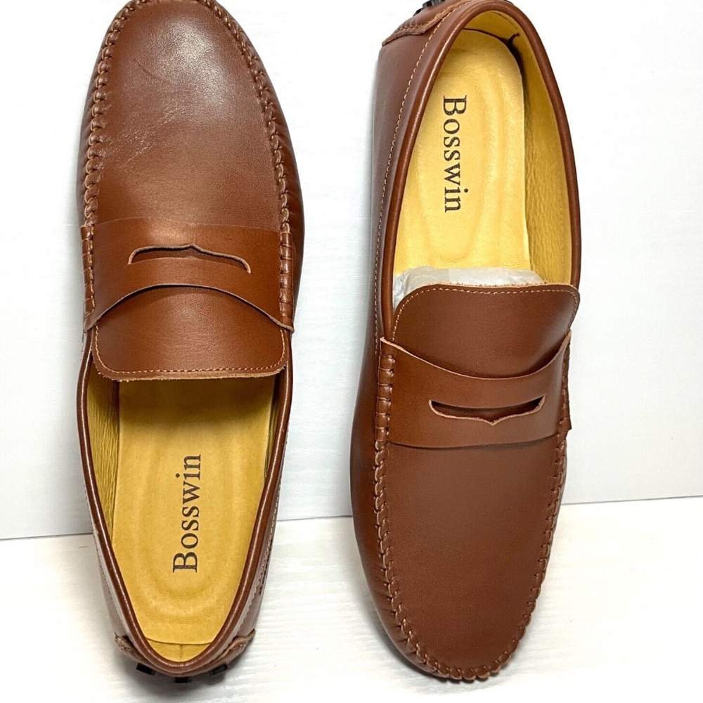 Bosswin Men's Brown Loafers Casual Slip On Penny Loafer Shoes Size 7